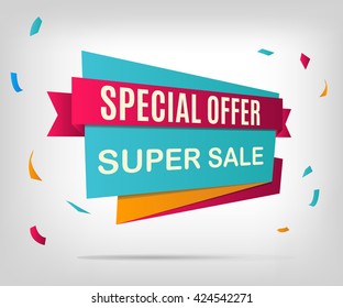 Super Sale banner. Sale poster on a gray background. Special offer. Sale tag. Sale background.  Discount label. Discount tag. Promotion poster. Vector illustration, eps 10