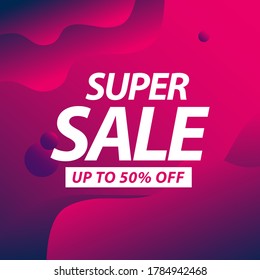 Super sale banner premium design template. Design for digital banner or print.