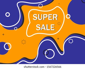 Super sale banner promotion. Offer Banner, templates, posters, stickers. Simple and modern flat vector with abstract elements and splash.