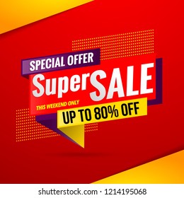 super sale banner red design