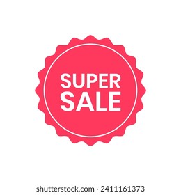 Super sale banner, red label isolated on white background. Tags, badge, ribbon for promotion. Vector illustration