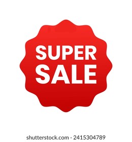 Super sale banner, red label isolated on white background. Tags, badge, ribbon for promotion. Vector illustration
