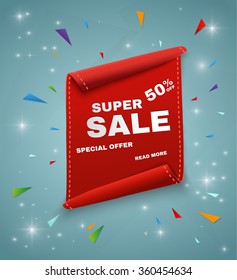 Super Sale Banner. Ribbon. Vector Illustration