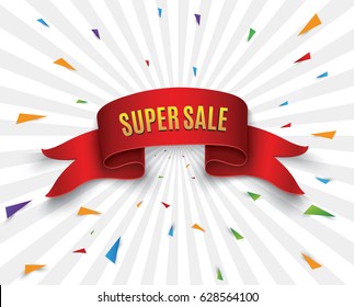 Super Sale banner.red scroll 