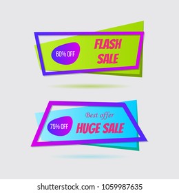 Super sale banner set, poster, special offer, discount. Vector illustration