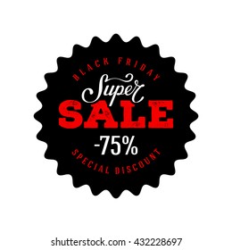 Super Sale banner. Special offer. 75 off. Black friday. Vector illustration.