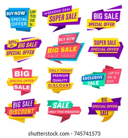 Super Sale Banner. Special Offer Banner For Web Design And Discount Promotion. Vector Sale Tag Flat Style Illustration Isolated On White Background