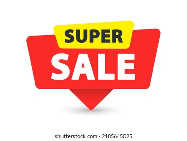 Super Sale - Banner, Speech Bubble, Label, Sticker, Ribbon Template. Vector Stock Illustration