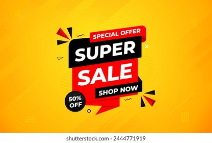 Super Sale Banner Template Abstract Vector Design. Super sale Poster Or Discount Tag  For Web Media And Market. Super Sale creative banner illustration