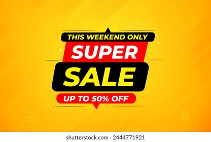 Super Sale Banner Template Abstract Vector Design. Super sale Poster Or Discount Tag  For Web Media And Market. Super Sale creative banner illustration