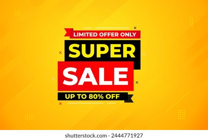 Super Sale Banner Template Abstract Vector Design. Super sale Poster Or Discount Tag  For Web Media And Market. Super Sale creative banner illustration