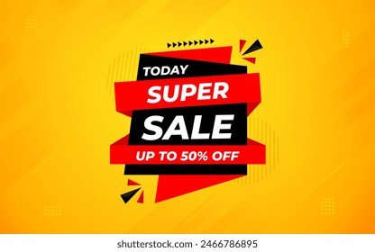Super Sale Banner Template Abstract Vector Design. Super sale Poster Or Discount Tag  For Web Media And Market. Super Sale creative banner illustration