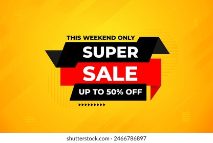 Super Sale Banner Template Abstract Vector Design. Super sale Poster Or Discount Tag  For Web Media And Market. Super Sale creative banner illustration