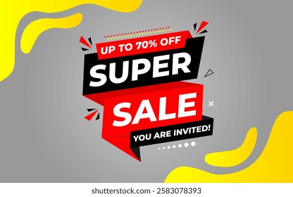 Super Sale Banner Template Abstract Vector Design. Super sale Poster Or Discount Tag  For Web Media And Market. Super Sale creative banner illustration