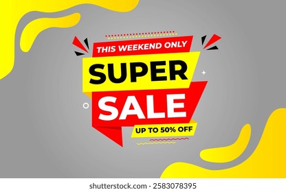 Super Sale Banner Template Abstract Vector Design. Super sale Poster Or Discount Tag  For Web Media And Market. Super Sale creative banner illustration