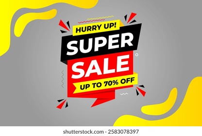 Super Sale Banner Template Abstract Vector Design. Super sale Poster Or Discount Tag  For Web Media And Market. Super Sale creative banner illustration
