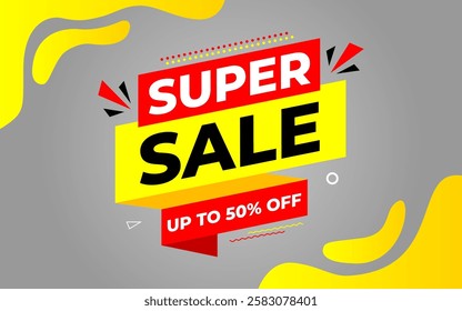 Super Sale Banner Template Abstract Vector Design. Super sale Poster Or Discount Tag  For Web Media And Market. Super Sale creative banner illustration