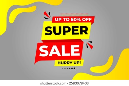 Super Sale Banner Template Abstract Vector Design. Super sale Poster Or Discount Tag  For Web Media And Market. Super Sale creative banner illustration