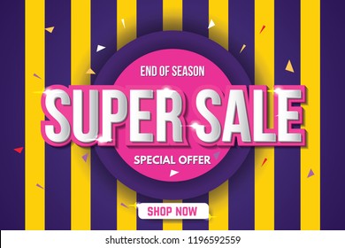 Super Sale Banner Template. Sale Banner Design. Abstract Sale Banner.