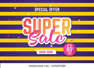 Super Sale Banner Template. Sale Banner Design. Abstract Sale Banner.