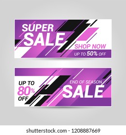 Super sale banner template design.  Vector illustration.