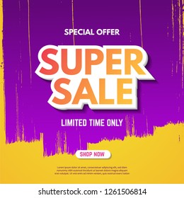 Super Sale Banner Template. Sale Banner Design. Abstract Sale Banner.