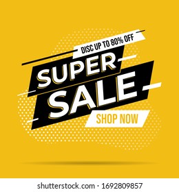 Super sale banner template design for media promotions and social media promo