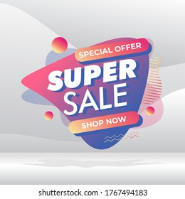 super sale banner template design, Big deal special offer end of season  vector illustration. for offline online shop promotion discount sign