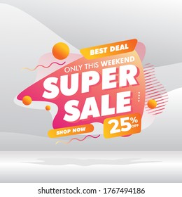 super sale banner template design, Big deal special offer end of season  vector illustration. for offline online shop promotion discount sign