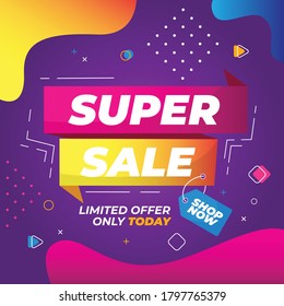 Super sale banner template design for media promotions and social media