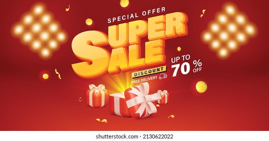 Super sale banner template design for web or social media.