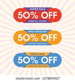 Super Sale banner template design, Special discount up to 50% off. Special offer discount template design.