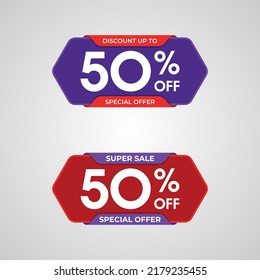 Super Sale banner template design, Special discount up to 50% off. Special offer discount template design.