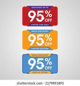 Super Sale banner template design, Special discount up to 95% off. Special offer discount template design.