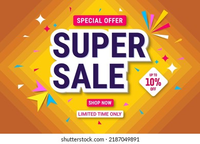 Super sale banner template design. Abstract sale banner. promotion poster. special offer up to 10% off