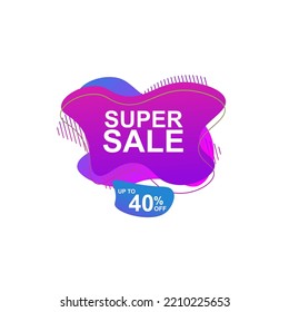 Super sale banner template design for web or social media, Big sale special up to 40% off. Super Sale, end of season special offer banner. vector illustration. mega sale