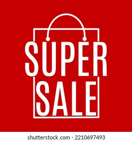 Super  Sale Banner Template Design For Web Or Social Media, Paperbag Icon