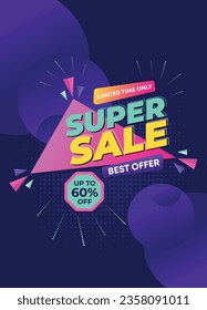 super sale banner template design. big deal flash sale discount template promotion posts. web banner for mega hot sale promotion discount sale banner. end of season special offer Sales vector banner