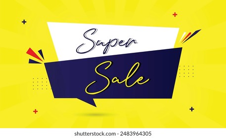 Super Sale Banner Vorlage Design mit gelbem Hintergrund perfekt für unschlagbare Angebote und Angebote