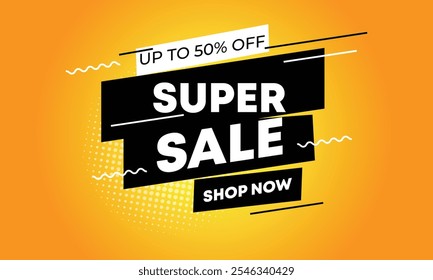 Super venda banner design modelo para web ou mídias sociais, venda oferta especial.