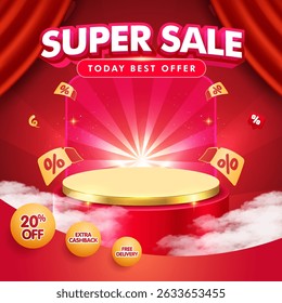 Super sale banner template design for  social media