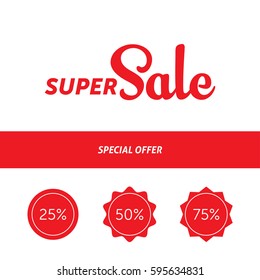 Super Sale banner template design. Vector stickers