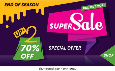 Super sale banner template design. End of season