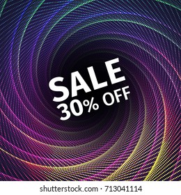 Super Sale banner template design.  Abstract colorful spiral background. Vector illustration.