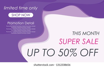 Super Sale Banner Template Discount Up To 50%. Poster Design Template. Vector Illustration