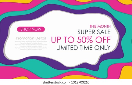 Super Sale Banner Template Discount Up To 50%. Poster Design Template. Vector Illustration