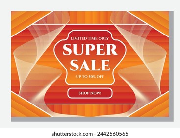 Super sale banner template modern design with orange color background