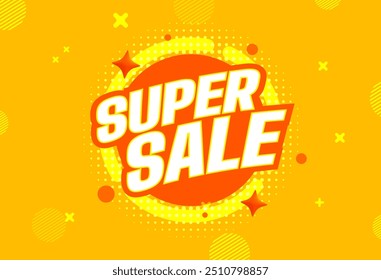 Super Sale Banner Vorlage Werbebanner für Website Flyer und Poster gelber Hintergrund