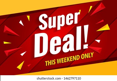 super sale banner template red abstract background