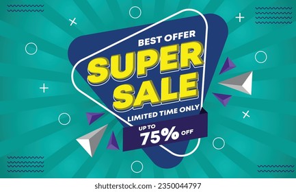 Super sale banner template special offer, big sale, discount, super sale, mega sale special offer discounts Vector illustration.